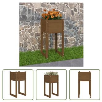 vidaXL Tuinbak Massief Grenenhout - 40x40x81 cm - Honingbruin