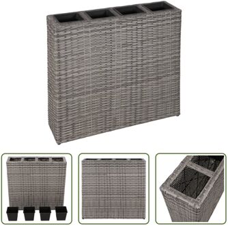 vidaXL Tuinbak Rattan - Outdoor - 79 x 22 x 76 cm - Grijs