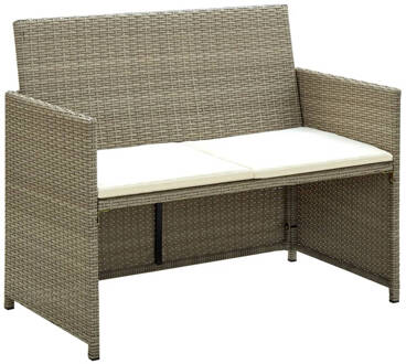 vidaXL Tuinbank 2-zits met kussens poly rattan beige  VDXL_46396