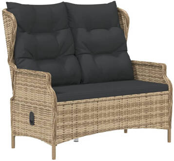 vidaXL Tuinbank 2-zits met kussens poly rattan bruin