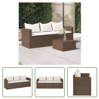 vidaXL Tuinbank - Driezits - Bruin - 176x64x60.5cm - PE-rattan - Gepoedercoat staal