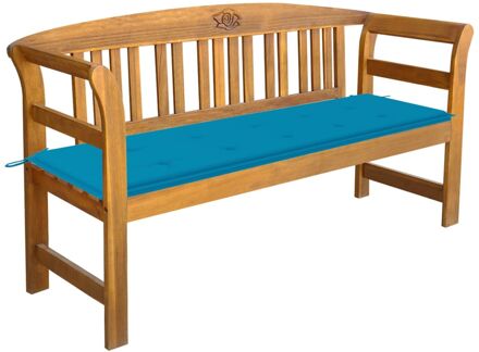 vidaXL Tuinbank met kussen 157 cm massief acaciahout Blauw