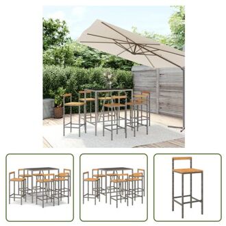 vidaXL Tuinbarset - Grijs - PE-rattan - 6 Barstoelen