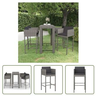 vidaXL Tuinbarset - Grijs - PE-rattan en staal - 100 x 60.5 x 110.5 cm - Ontspannen en comfortabel