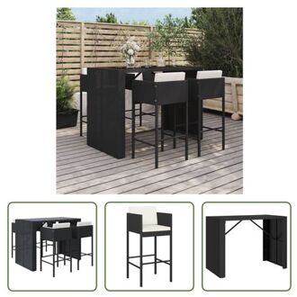 vidaXL Tuinbarset - PE-rattan - Zwart - 145x80x110 cm