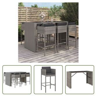 vidaXL Tuinbarset - Trendy - Tuinmeubelen - Afmetingen- 185 x 80 x 110 cm - Weerbestendig PE-rattan Grijs