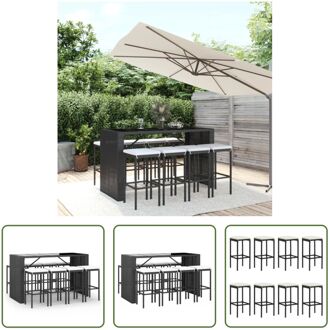 vidaXL Tuinbarset Zwart PE-rattan - 185x80x110 cm - Weerbestendig materiaal