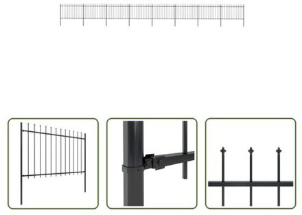 vidaXL Tuinhek - 8 schuttingpanelen - 9 palen - 13.6 meter - zwart