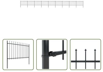 vidaXL Tuinhek - Decoratief Stalen - 9 schuttingpanelen - 10 palen - 15.3m - Zwart