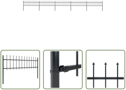 vidaXL Tuinhek - Decoratief Stalen Hek van 8.5m - Veilig en Onderhoudsvrij - Zwart - 850 x 110 cm - 5 Panelen