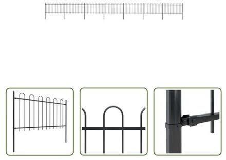 vidaXL Tuinhek - Decoratief Stalen Omheining - 11.9m Lengte - 100cm Hekpaneel - Gepoedercoat Staal - Zwart