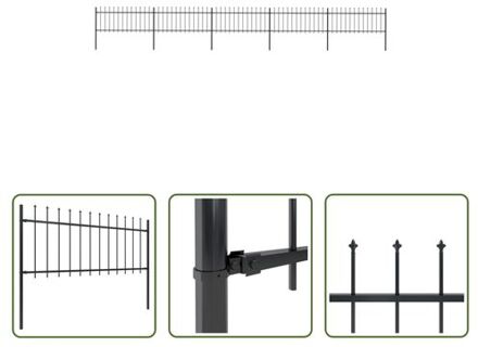 vidaXL Tuinhek - Decoratief Stalen Omheining - 8.5m lengte - Robuust - stabiel en duurzaam - Zwart