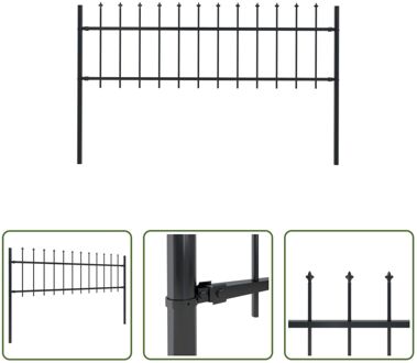 vidaXL Tuinhek - Decoratieve Stalen Omheining - 170x110 cm (LxH) - Inclusief montagematerialen - Zwart