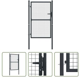 vidaXL Tuinhek Gegalvaniseerd Staal 100x175 cm - Antraciet - 3 Sleutels