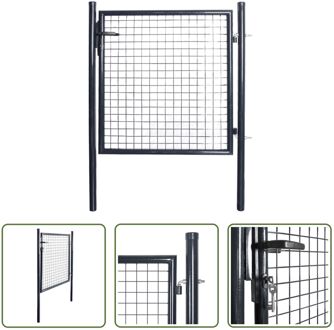 vidaXL Tuinhek - Poort - 100x150 cm - Antracietgrijs - Gegalvaniseerd staal