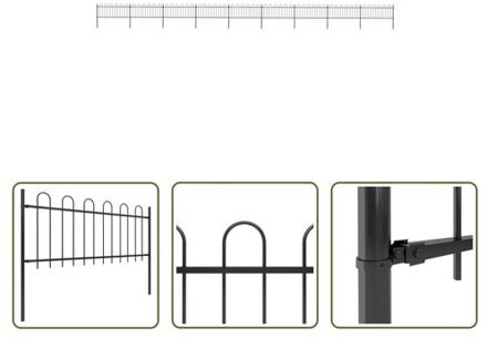 vidaXL Tuinhek - Stalen - 9 schuttingpanelen - 15.3m lengte - 80cm hoog - Zwart - Inclusief montagemateriaal