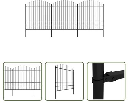 vidaXL Tuinhek - Stalen Omheining 5.1m - Privacy en veiligheid Zwart
