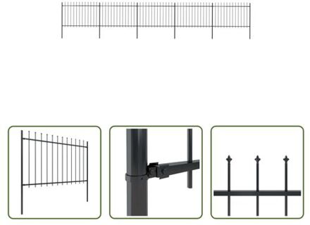 vidaXL Tuinhek - Stalen Omheining 850x170cm - Zwart