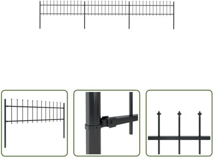 vidaXL Tuinhek Zwart - 3 Schuttingpanelen en 4 palen - 510 x 110 cm - Gepoedercoat staal