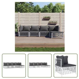 vidaXL Tuinhoekbank - Comfort - Loungeset - 72 x 72 x 66 cm - Geweven stof Wit