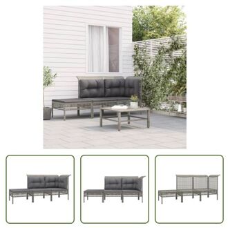 vidaXL Tuinhoekbank - Grijs PE-rattan en gepoedercoat staal - 65 x 65 x 75 cm (B x D x H) - Weerbestendig