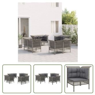 vidaXL Tuinhoekbank Grijs - PE-rattan en gepoedercoat staal - 65x65x75 cm - Weerbestendig