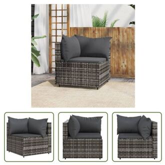 vidaXL Tuinhoekbank - Trendy - Hoekbank - 63x63x57.5 cm - Weerbestendig PE-rattan - Staalframe - Modulair - Grijs