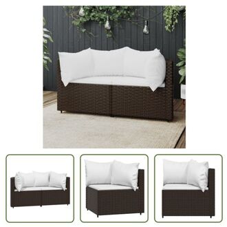 vidaXL Tuinhoekbanken - PE-rattan - Bruin - 63x63x57.5 cm - Weerbestendig