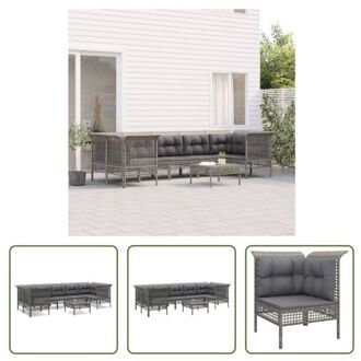 vidaXL Tuinmeubel Set - Grijs - PE-Rattan - Modulair Design