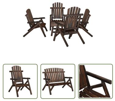 vidaXL Tuinmeubelen - Houten loungeset - 68 x 86 x 103 cm - Massief vurenhout Bruin