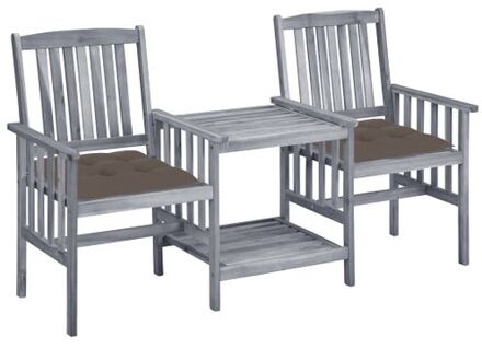 vidaXL Tuinmeubelen - Houten tweezitstoel met tafeltje - Grijs - 159x61x92cm - Massief acaciahout