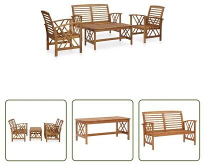 vidaXL Tuinmeubelset - Acaciahout - Tafel- 102x50x43 cm - Bankje- 119x67x83 cm - Stoel- 59x67x83 cm Bruin