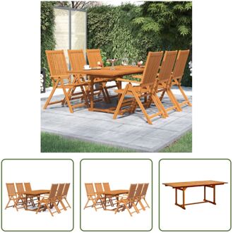 vidaXL Tuinmeubelset Acaciahout - Uitschuifbare Tafel - Verstelbare en Inklapbare Stoelen - 150-200x100x75cm Bruin