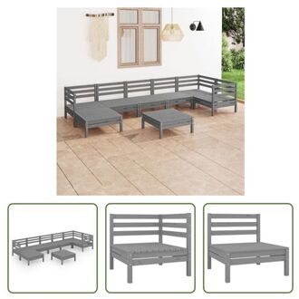 vidaXL Tuinmeubelset - Grenenhout - Grijs - 63.5x63.5x62.5 cm (LxBxH) - Inclusief hoekbank - middenbank