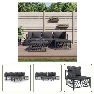 vidaXL Tuinmeubelset - Lounge - Antraciet - Geweven stof - Gepoedercoat staal - Textileen - 72x72x66cm Grijs