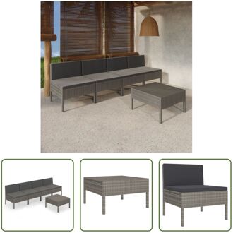 vidaXL Tuinmeubelset - Loungeset - Grijs - 60 x 60 x 35 cm - PE-rattan