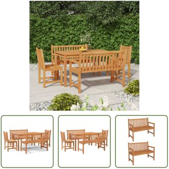 vidaXL Tuinmeubelset Massief Teakhout - Eethoek 140x80x77 cm - Waterbestendig Bruin