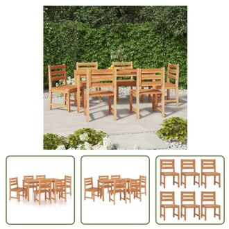 vidaXL Tuinmeubelset - Massief teakhout - Waterbestendig - Comfortabel zitten - 160 x 80 x 77 cm - 6 stoelen Bruin