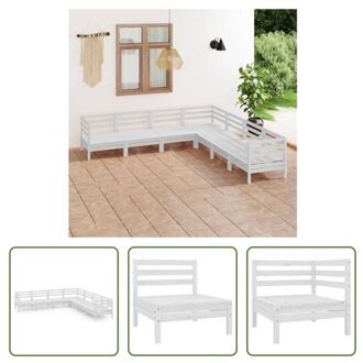 vidaXL Tuinmeubelset Pallet - Wit - 63.5 x 63.5 x 62.5 cm - Grenenhout