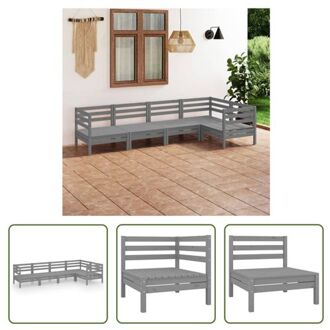 vidaXL Tuinmeubelset - Palletontwerp - Grenenhout - Grijs - 63.5 x 63.5 x 62.5 cm