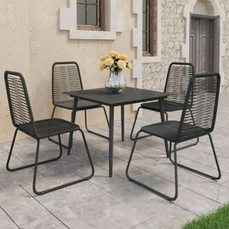 vidaXL tuinmeubelset - PVC-rattan - zwart - 80x80x74cm (tafel) - 54x59x91cm (stoel)
