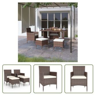 vidaXL Tuinmeubelset - Tuinstoel en Voetenbank - Bruin - 53x58x84 cm - PE-rattan