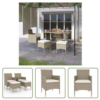 vidaXL Tuinmeubelset - Vierdelig - Beige - Gepoedercoat staal - PE rattan - 150x120x84 cm