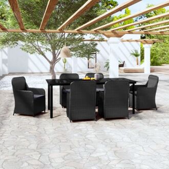 vidaXL Tuinmeubelset - zwart poly rattan - 200x100x74cm (tafel) - 64x65x90cm (stoel)