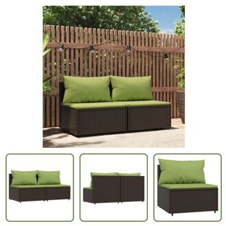 vidaXL Tuinmiddenbanken - Bruin - 63 x 63 x 57.5 cm - Weerbestendig PE-rattan - Gepoedercoat stalen frame