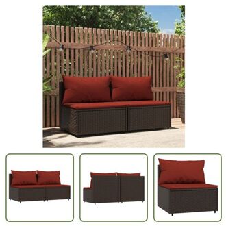 vidaXL Tuinmiddenbanken - Bruin - 63 x 63 x 57.5 cm - Weerbestendig PE-rattan