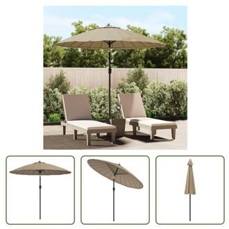 vidaXL Tuinparasol - 270 x 246 cm - Taupe - UV-beschermend polyester - Aluminium paal - Inclusief 24 baleinen