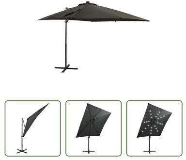 vidaXL Tuinparasol - Antraciet - 250 x 230 cm - Inclusief LEDs Grijs