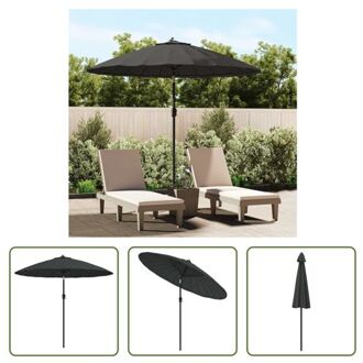 vidaXL Tuinparasol Antraciet 270 x 246 cm (ø x H) - UV-beschermend polyester - Aluminium paal - Met Grijs