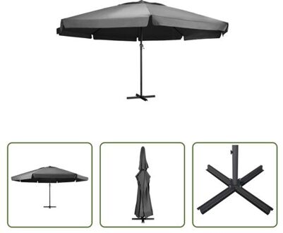 vidaXL Tuinparasol Antraciet 600x385 cm - UV-beschermend polyester - Stabiele aluminium paal - Inclusief Grijs